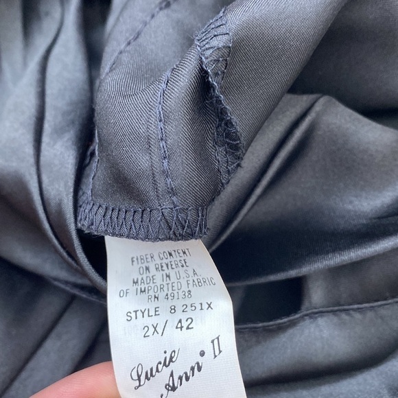 VINTAGE 80s 90s LUCIE ANN Black Silky Satin Pleated Lingerie Cami Tank Top 2X - Picture 4 of 6